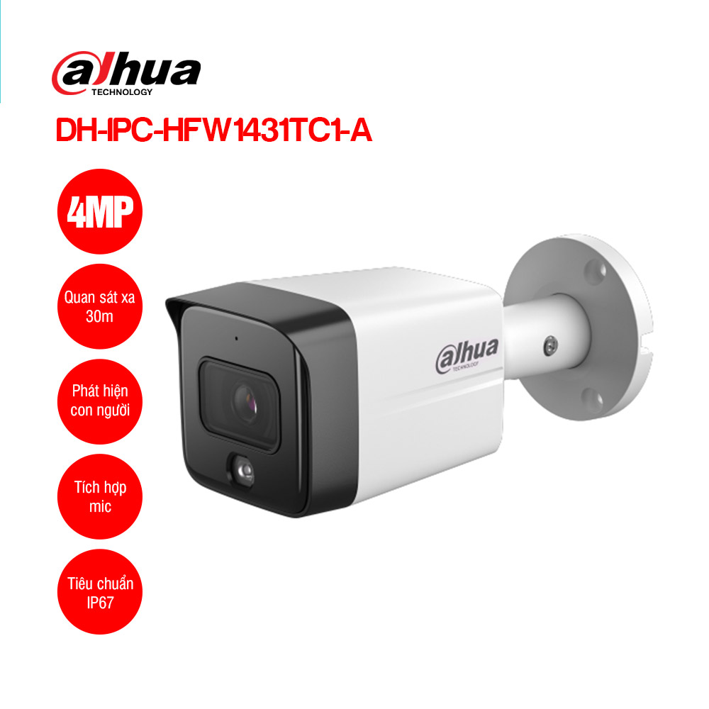 Camera IP 4.0MP DAHUA DH-IPC-HFW1431TC1-A