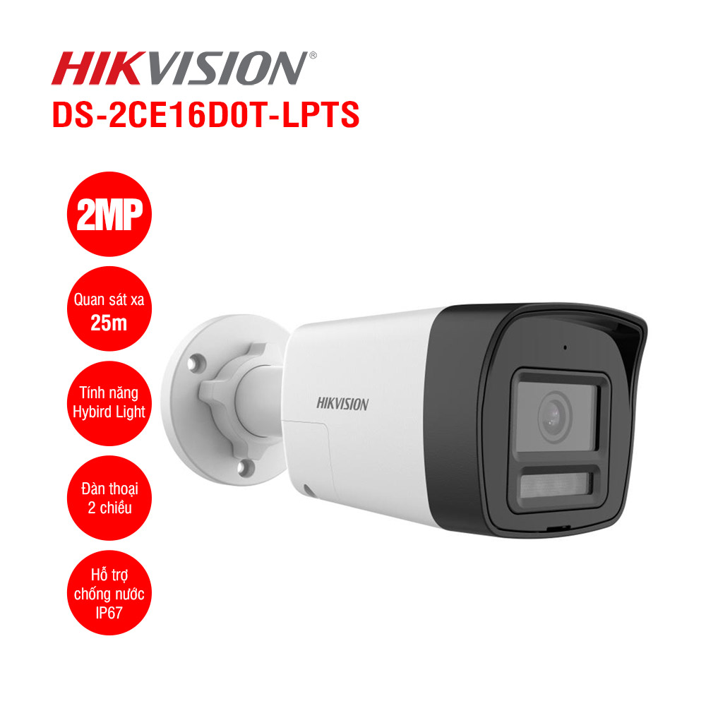 Camera HD-TVI hồng ngoại 2.0 Megapixel HIKVISION DS-2CE16D0T-LPTS