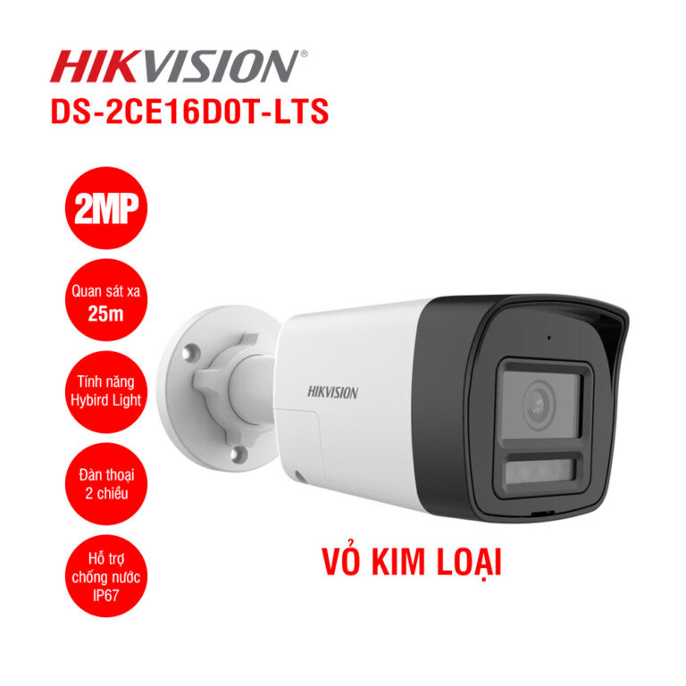 Camera HD-TVI hồng ngoại 2.0 Megapixel HIKVISION DS-2CE16D0T-LTS