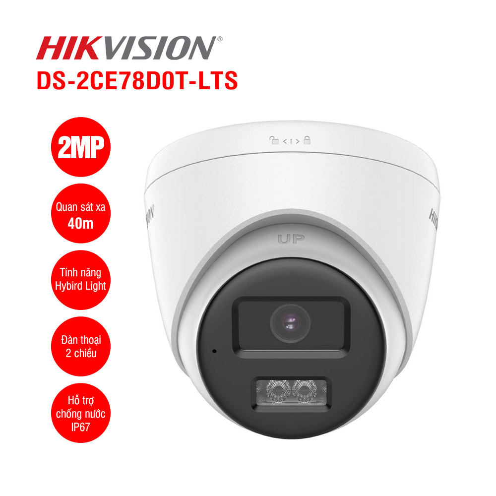 Camera HD-TVI Dome hồng ngoại 2.0 Megapixel HIKVISION DS-2CE78D0T-LTS